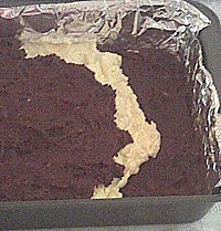 Layering chocolate and cream cheese
