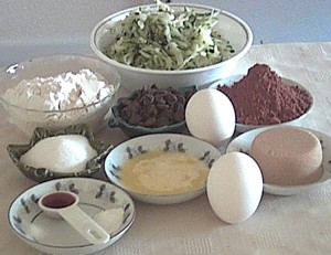 ingredients for chocolate chip zucchini brownies